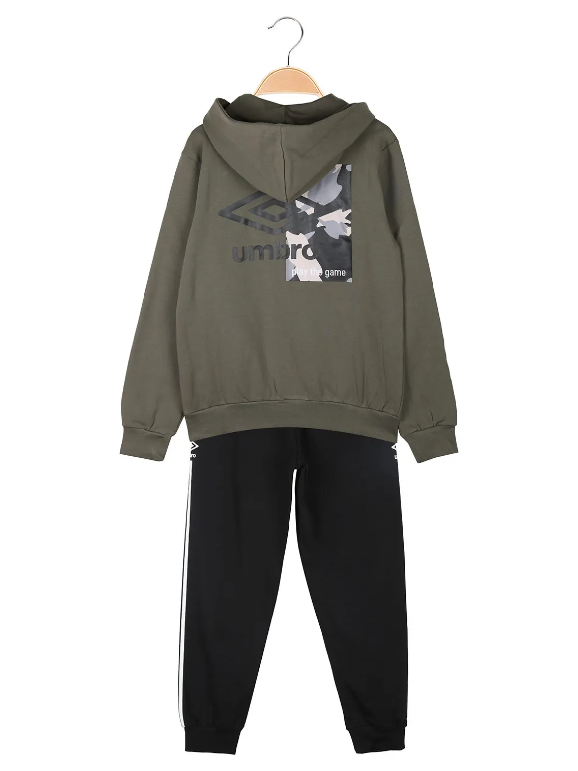 Umbro Completo tuta da ragazzo 2 pezzi con cappuccio e interno felpato - militare