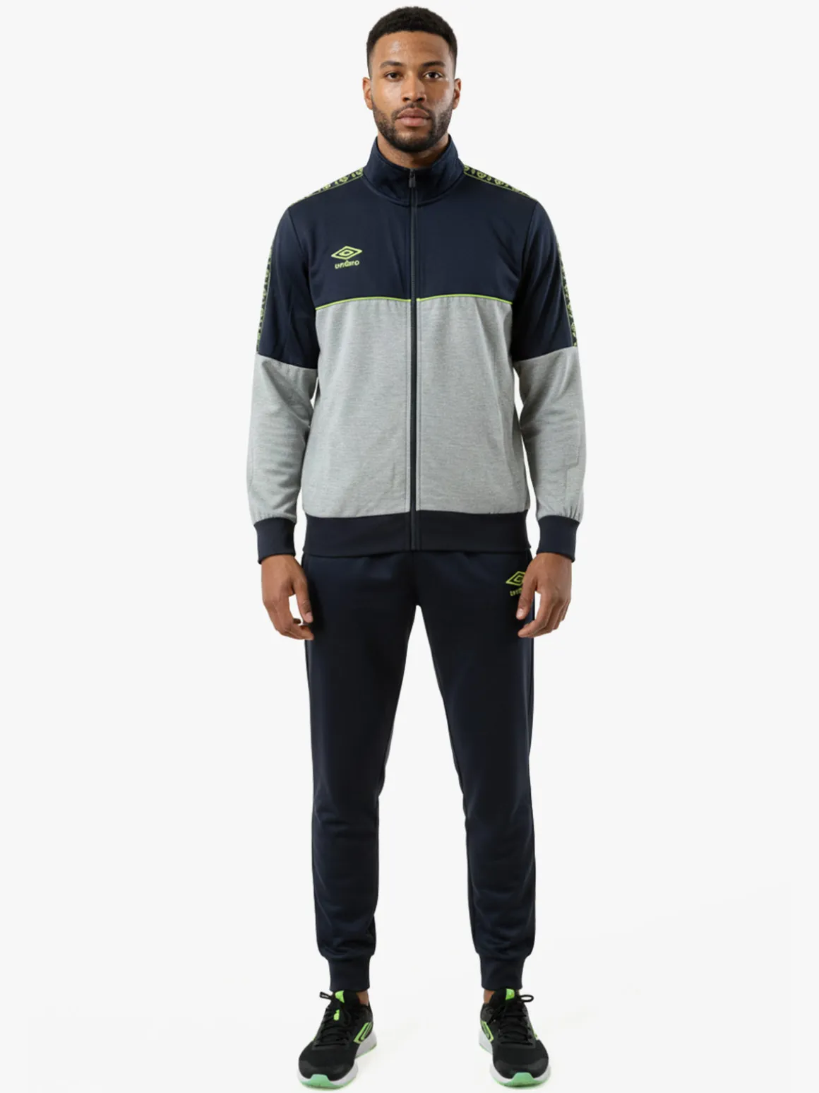 Umbro Completo tuta da uomo 2 pezzi full zip in misto cotone - blu scuro