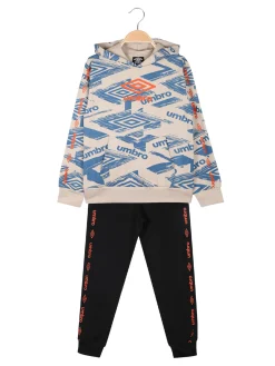Umbro Completo tuta logo 2 pezzi con cappuccio e interno felpato - sabbia