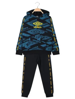 Umbro Completo tuta logo 2 pezzi con cappuccio e interno felpato - blu