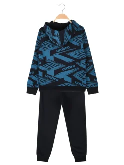 Umbro Completo tuta logo 2 pezzi con cappuccio e interno felpato - blu