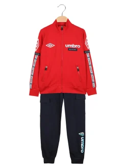 Umbro Completo tuta 2 pezzi da bambino full zip con pantaloni cargo - rosso