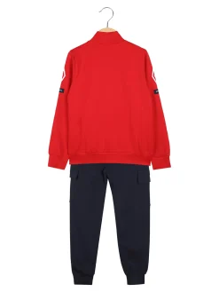 Umbro Completo tuta 2 pezzi da bambino full zip con pantaloni cargo - rosso