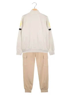 Umbro Completo tuta 2 pezzi da bambino full zip con pantaloni cargo - beige
