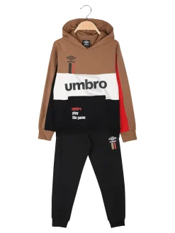 Umbro Completo tuta 2 pezzi da bambino con cappuccio e intero felpato - marrone