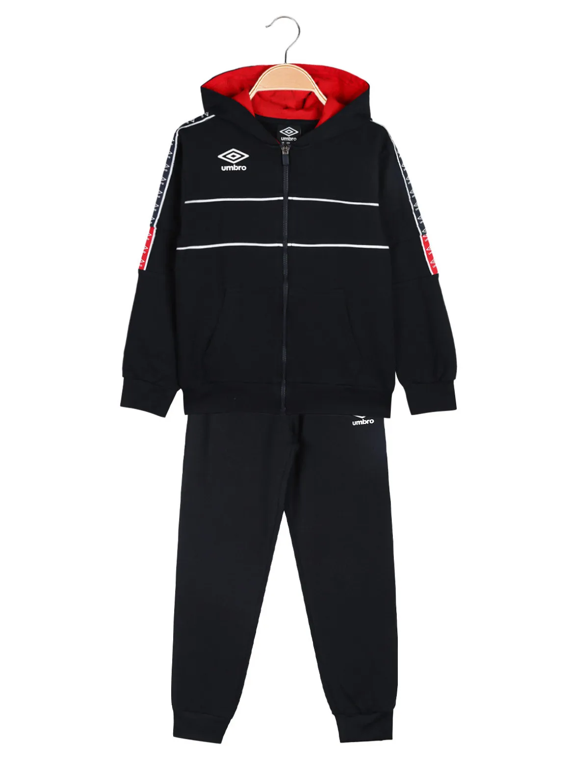 Umbro Completo tuta 2 pezzi da bambino con cappuccio e zip - blu scuro