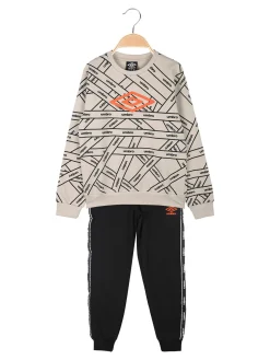 Umbro Completo tuta 2 pezzi da bambino con interno felpato - sabbia