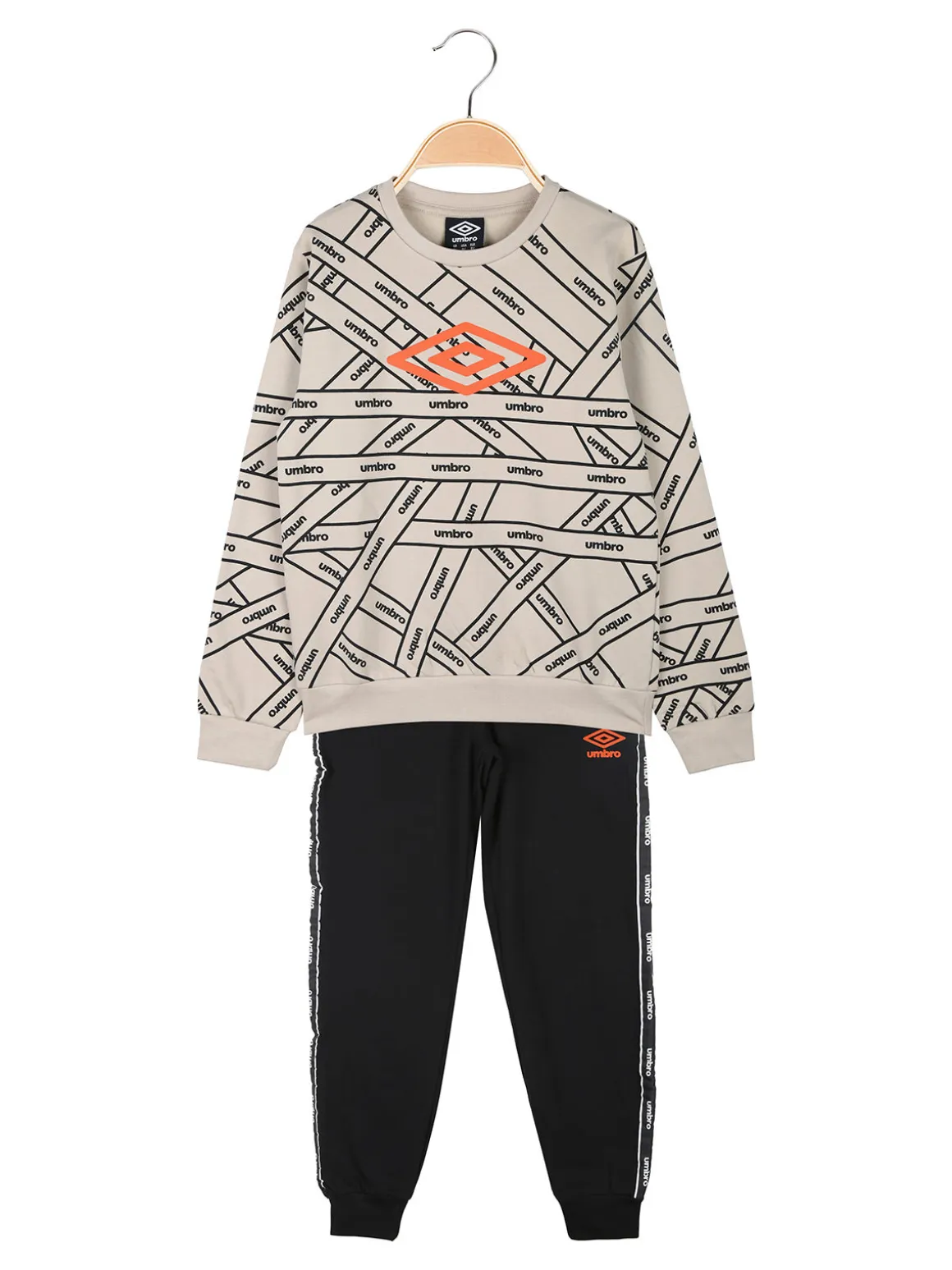 Umbro Completo tuta 2 pezzi da bambino con interno felpato - sabbia