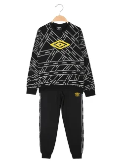 Umbro Completo tuta 2 pezzi da bambino con interno felpato - nero