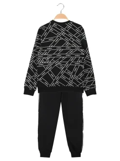 Umbro Completo tuta 2 pezzi da bambino con interno felpato - nero