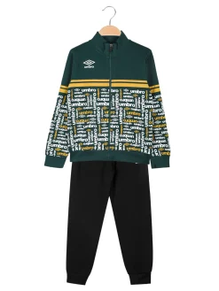 Umbro Completo tuta 2 pezzi da bambino con zip e stampa logo - verde