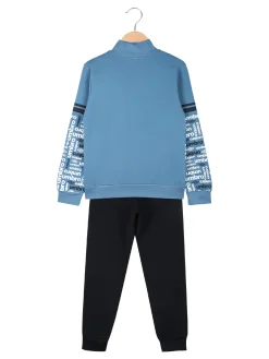 Umbro Completo tuta 2 pezzi da bambino con zip e stampa logo - azzurro