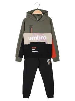 Umbro Completo tuta 2 pezzi da bambino con cappuccio e intero felpato - militare