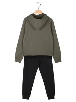 Umbro Completo tuta 2 pezzi da bambino con cappuccio e intero felpato - militare
