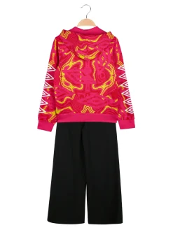 Umbro Completo tuta 2 pezzi da ragazza in cotone full zip con cappuccio - fucsia