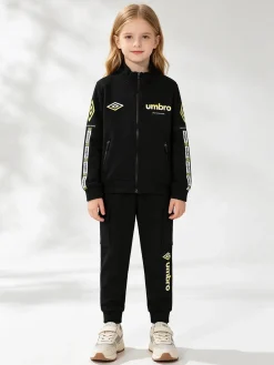 Umbro Completo tuta 2 pezzi da ragazzo full zip con pantaloni cargo - nero
