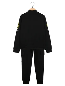 Umbro Completo tuta 2 pezzi da ragazzo full zip con pantaloni cargo - nero
