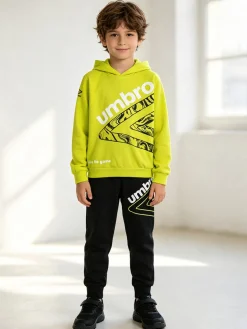 Umbro Completo tuta 2 pezzi da ragazzo in cotone con cappuccio - mela