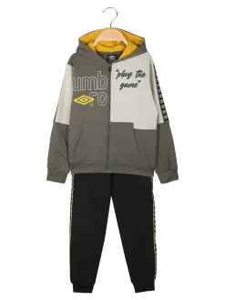Umbro Completo tuta 2 pezzi da ragazzo con cappuccio e zip - miltiare