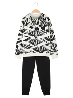 Umbro Completo tuta 2 pezzi da ragazzo con cappuccio e zip - panna