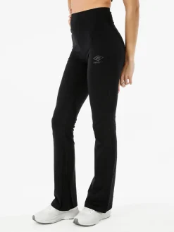 Umbro Leggings sportivi da donna in cotone elasticizzato con finale a zampa - nero