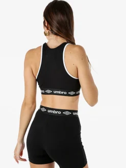 Umbro Top sportivo da donna con logo in cotone elasticizzato - bianco