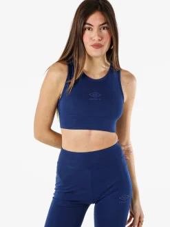 Umbro Top sportivo da donna con logo in cotone elasticizzato - blu