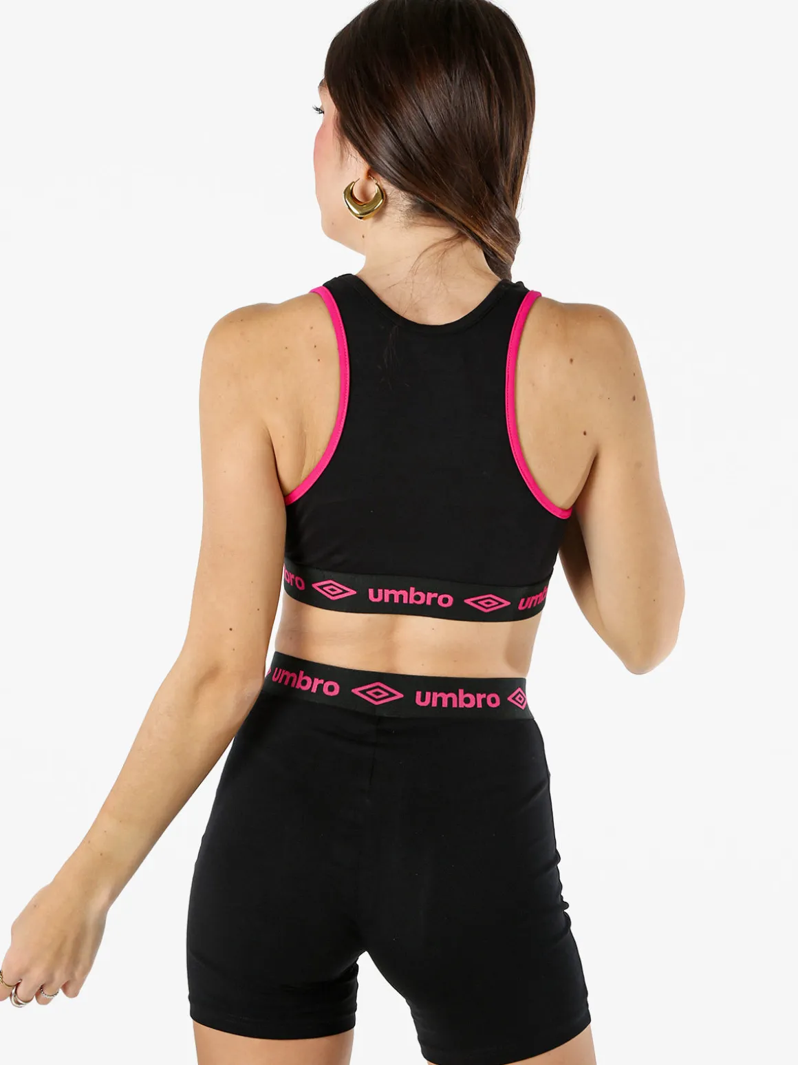 Umbro Top sportivo da donna con logo in cotone elasticizzato - fucsia