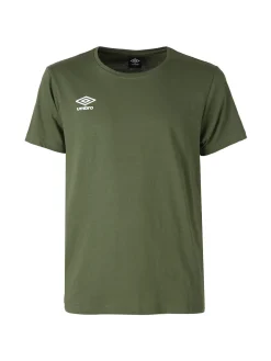Umbro T-shirt girocollo da uomo in cotone con logo - militare