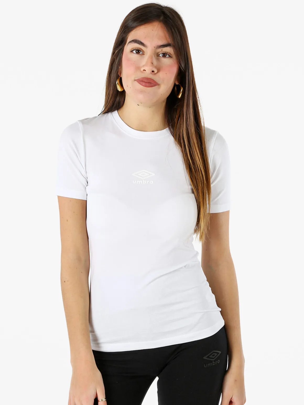 Umbro T-shirt sportiva da donna in cotone elasticizzato - bianco