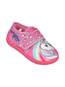 Unicorn Pantofole da bambina con strappo e luci - fucsia