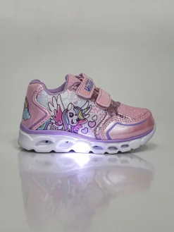 Unicorn Sneakers da bambina con luci e chiusura a strappo