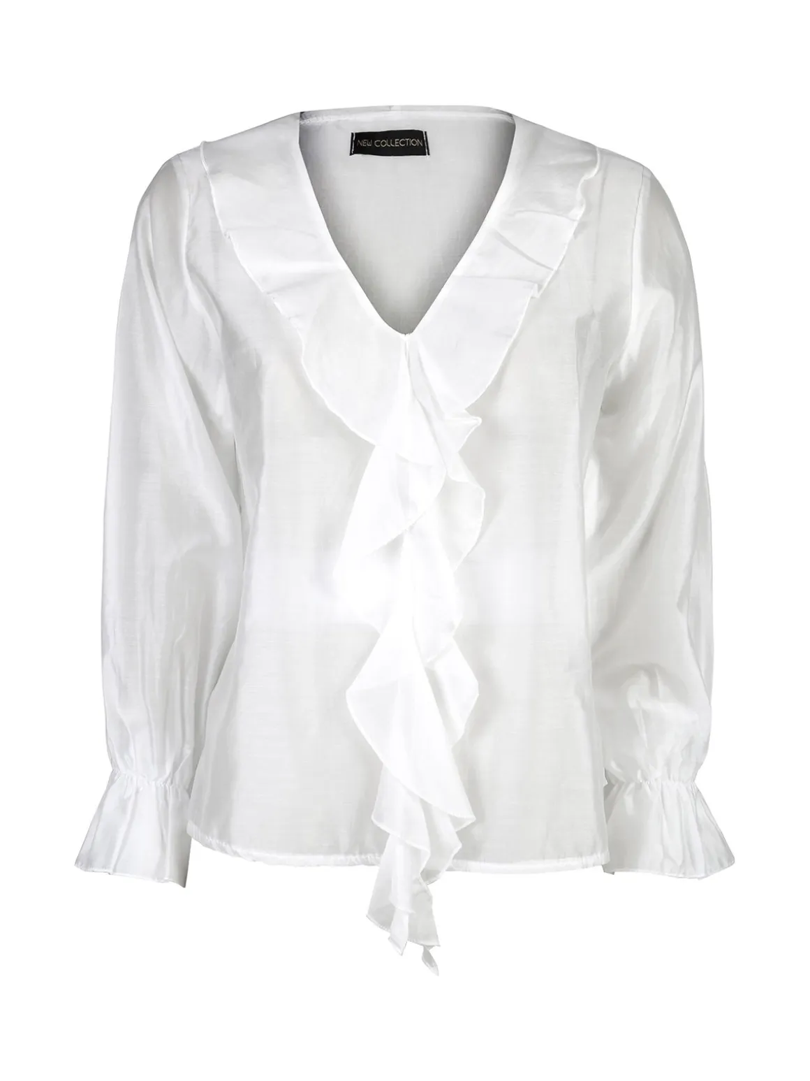 Unique Blusa donna a maniche lunghe con volant