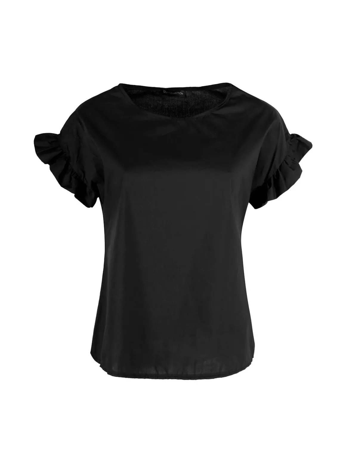 Unique Blusa donna in cotone con maniche corte a volant
