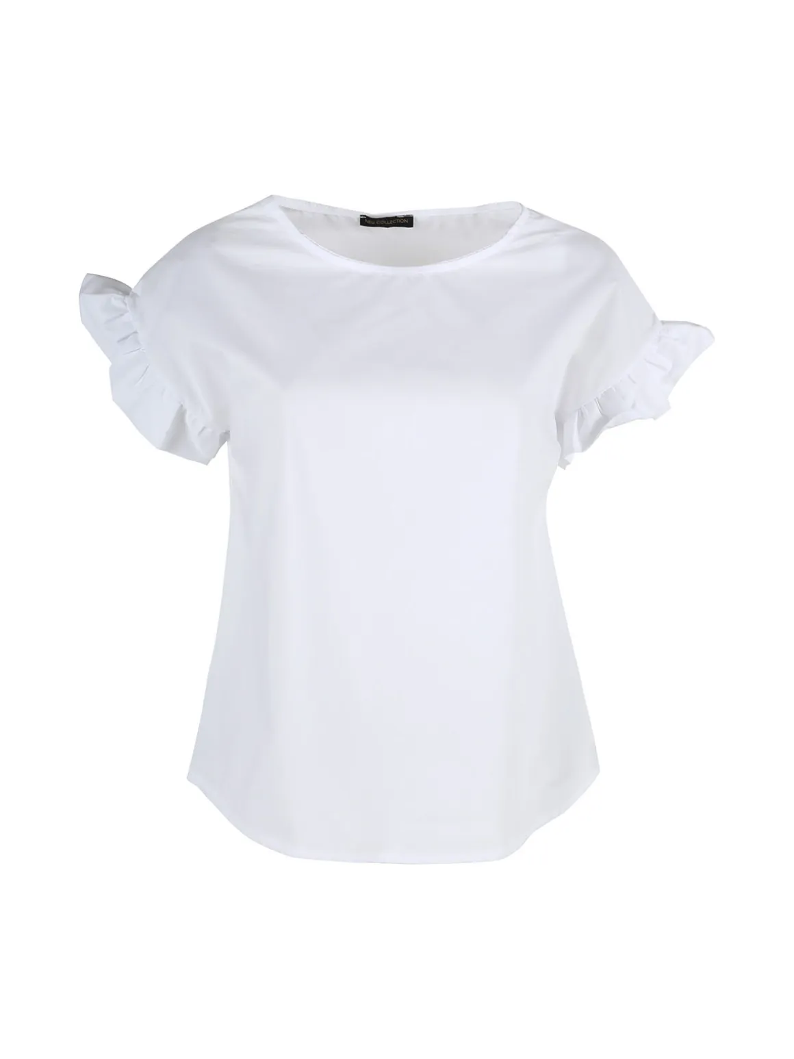 Unique Blusa donna in cotone con maniche corte a volant