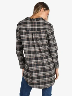 Unique Maxi camicia donna oversize a quadri - grigio scuro