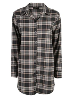 Unique Maxi camicia donna oversize a quadri - grigio scuro