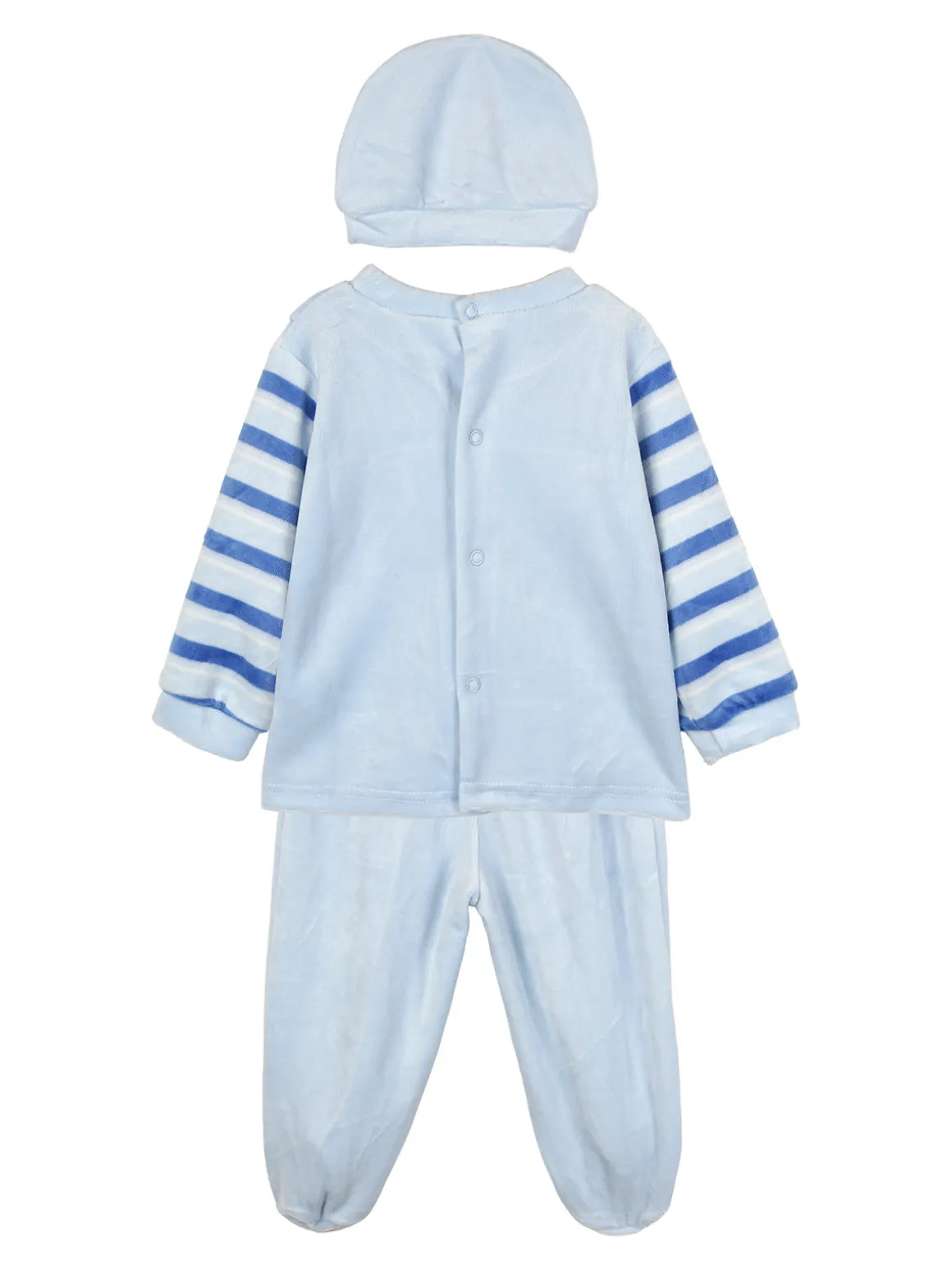 Urchin Completo lungo da neonato in ciniglia con accessori - azzurro