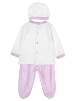 Urchin Completo lungo da neonata in ciniglia con accessori - lilla