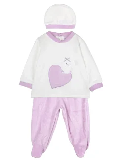 Urchin Completo lungo da neonata in ciniglia con accessori - lilla