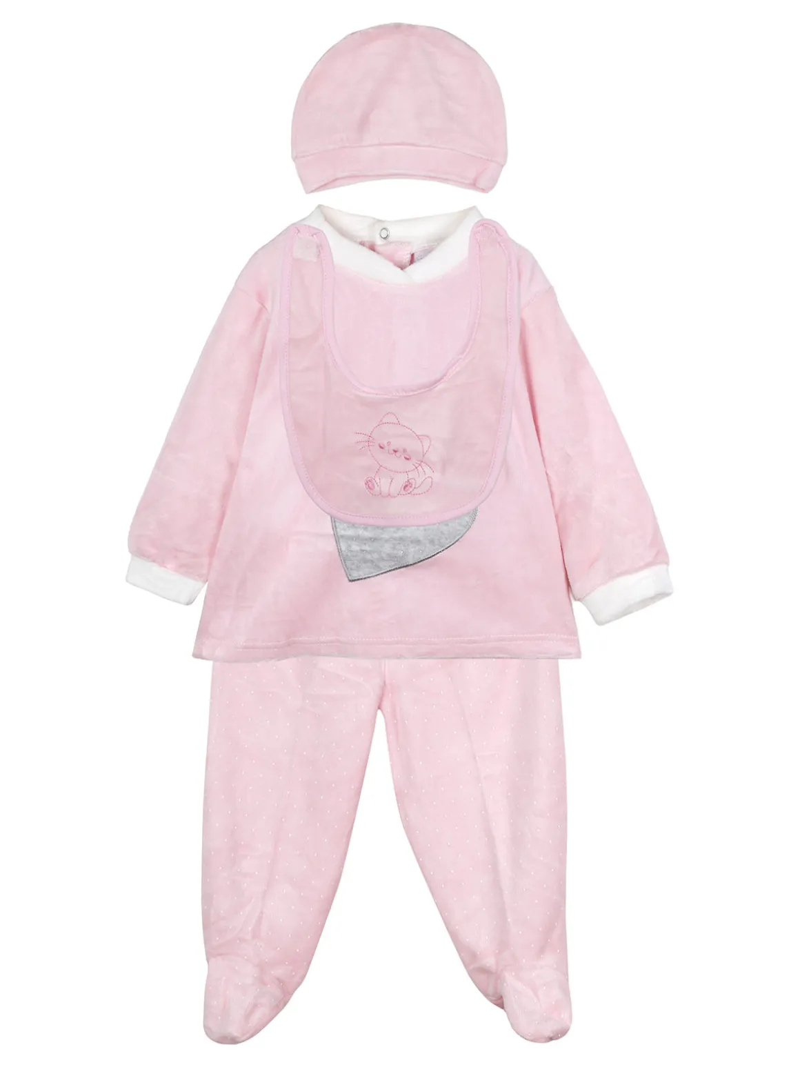 Urchin Completo lungo da neonata in ciniglia con accessori - rosa