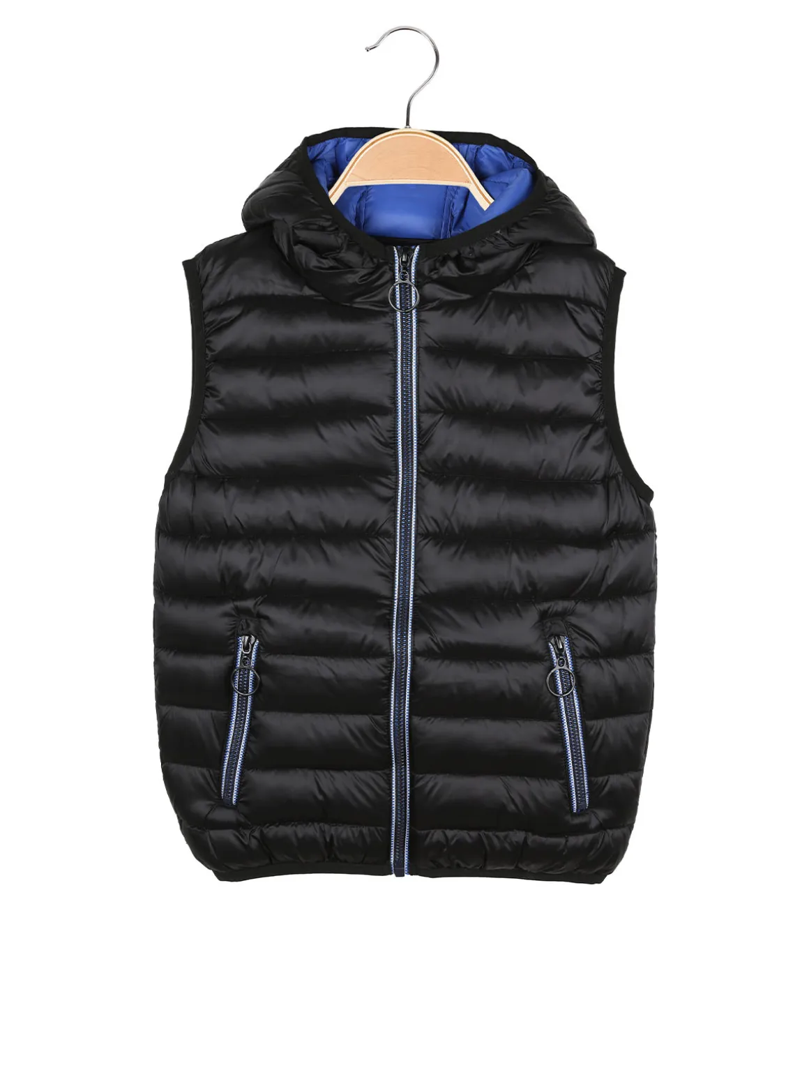 Urchin Gilet imbottito da bambino con cappuccio e zip - nero
