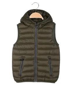 Urchin Gilet imbottito da ragazzo con cappuccio e zip - militare