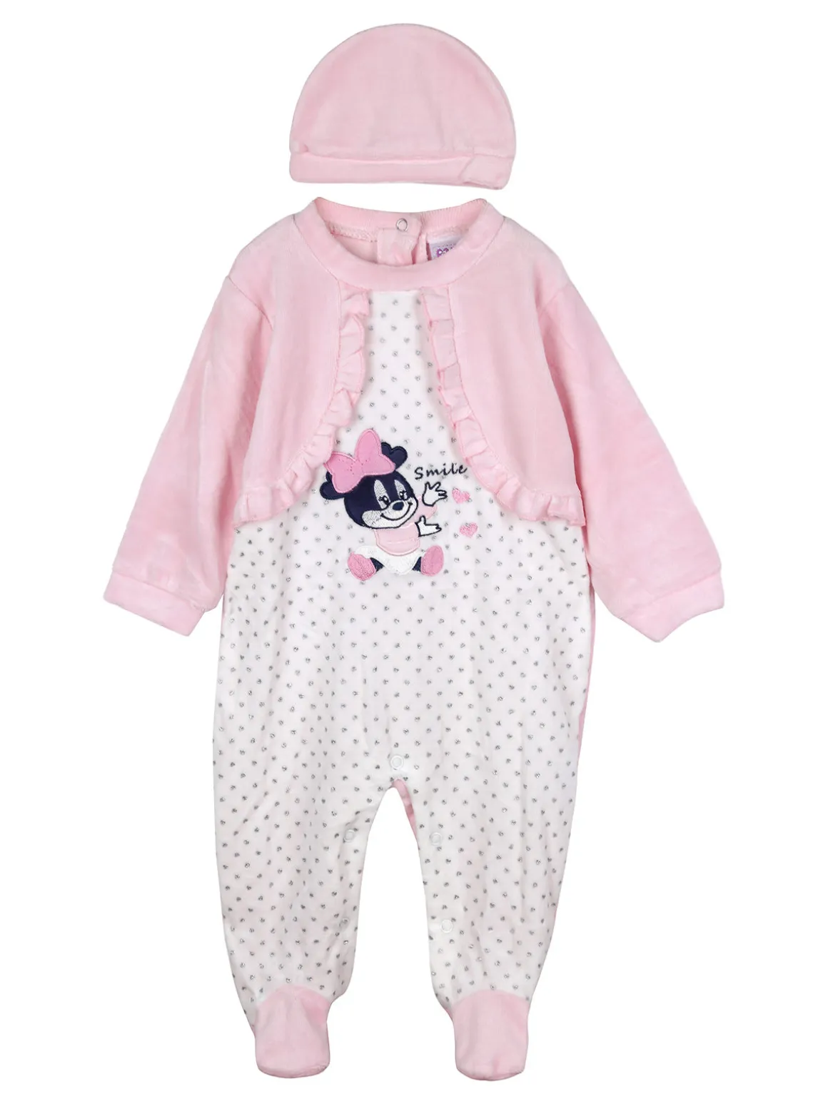 Urchin Tutina da neonata in ciniglia con accessori coordinati - rosa
