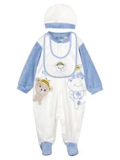 Urchin Tutina in ciniglia da neonato con accessori - blu