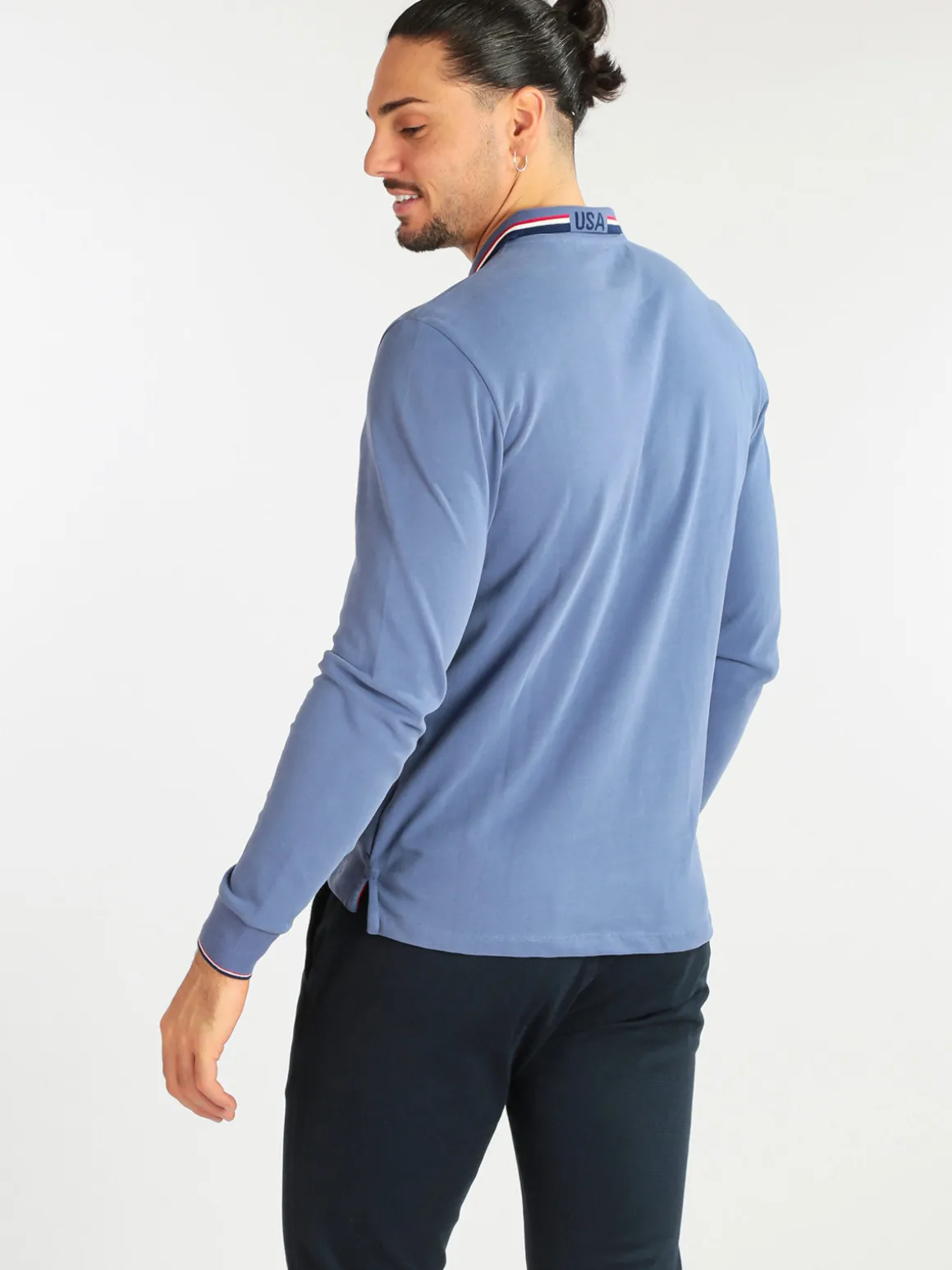 U.S. Polo Assn. Polo da uomo manica lunga in cotone