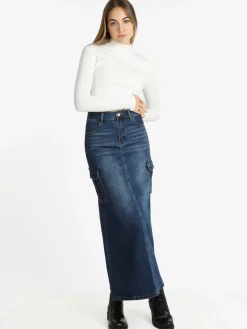 Vale Denim Gonna lunga in jeans con tasconi