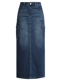 Vale Denim Gonna lunga in jeans con tasconi