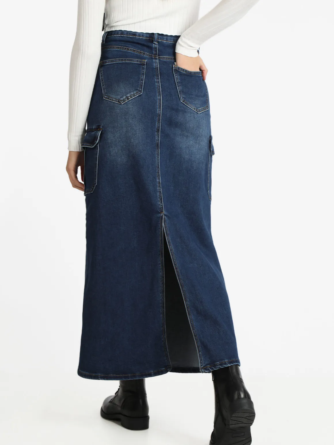 Vale Denim Gonna lunga in jeans con tasconi