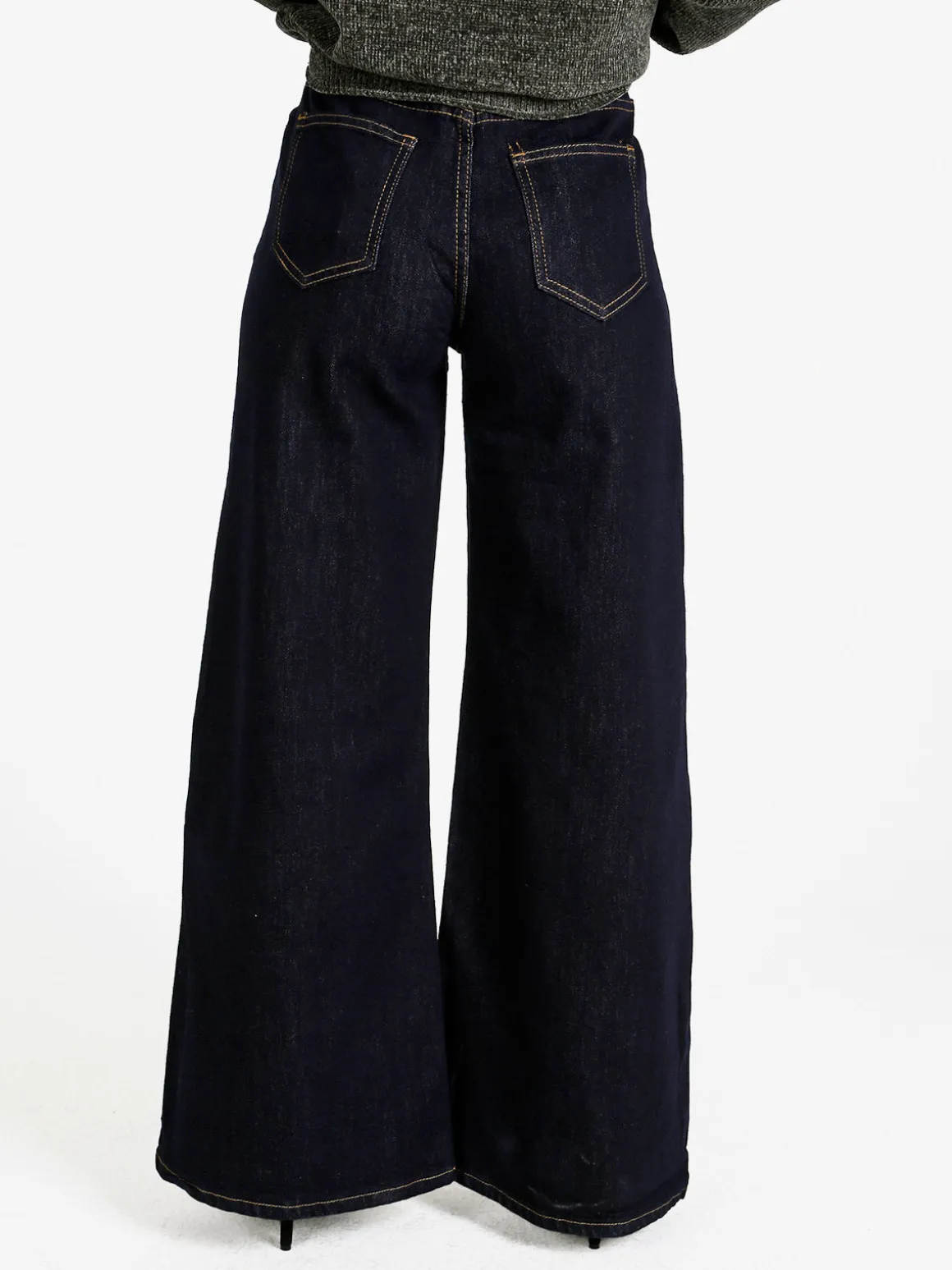 Vale Denim Jeans donna a gamba larga - nero